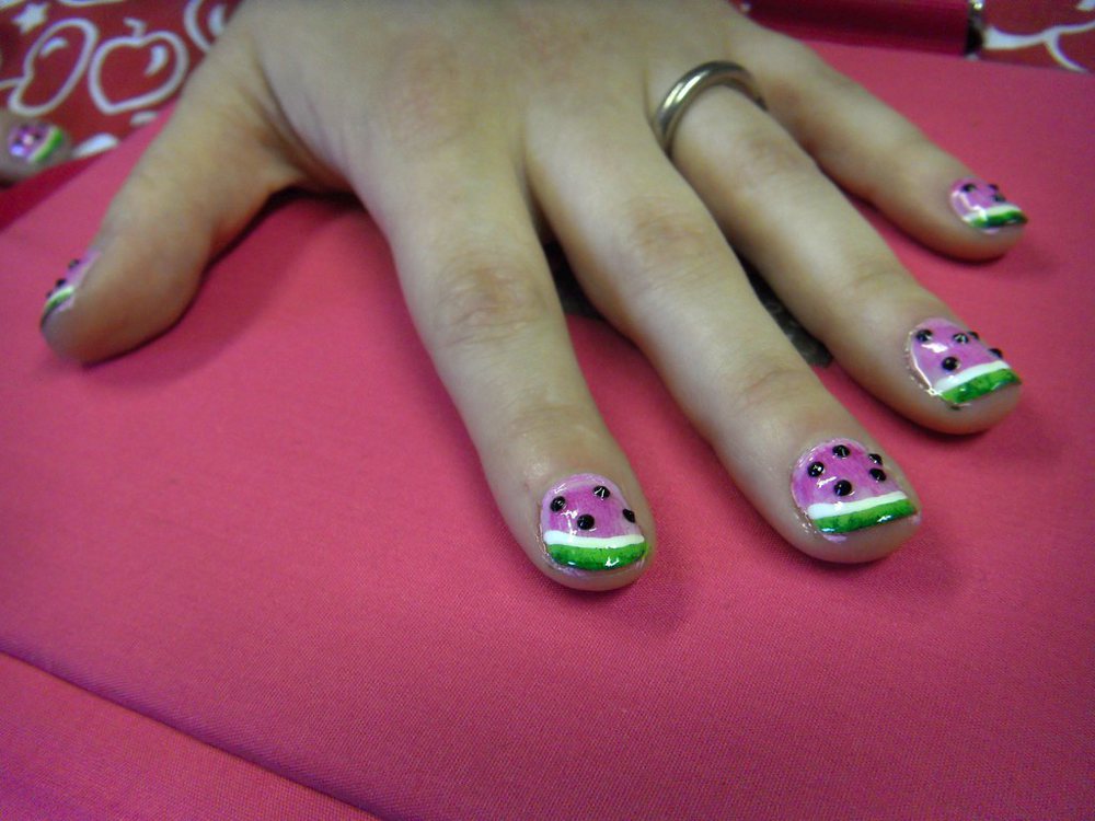 Swarovski Watermelon Slice Nail Art