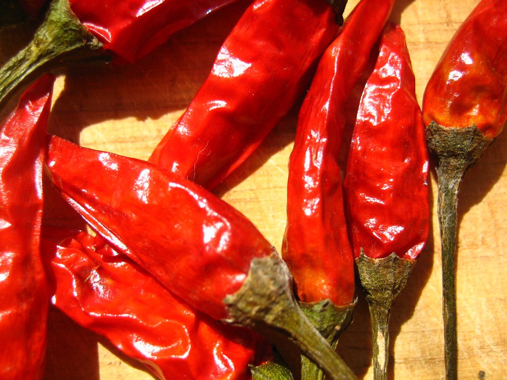 Heap of Dried Red Chili Peppers