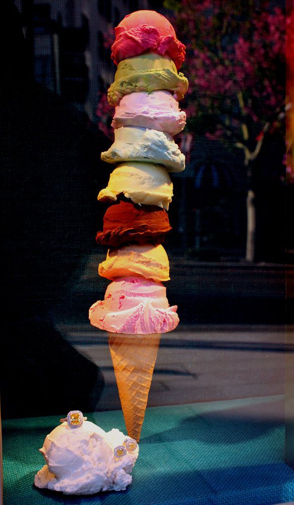 Ice Cream Cone ~ 8 scoops + 3 Diamond Rings by Tiffany