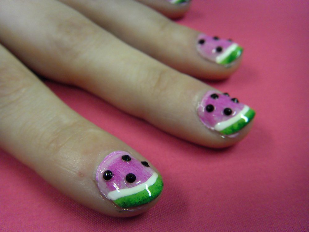 Swarovski Watermelon Slice Nail Art