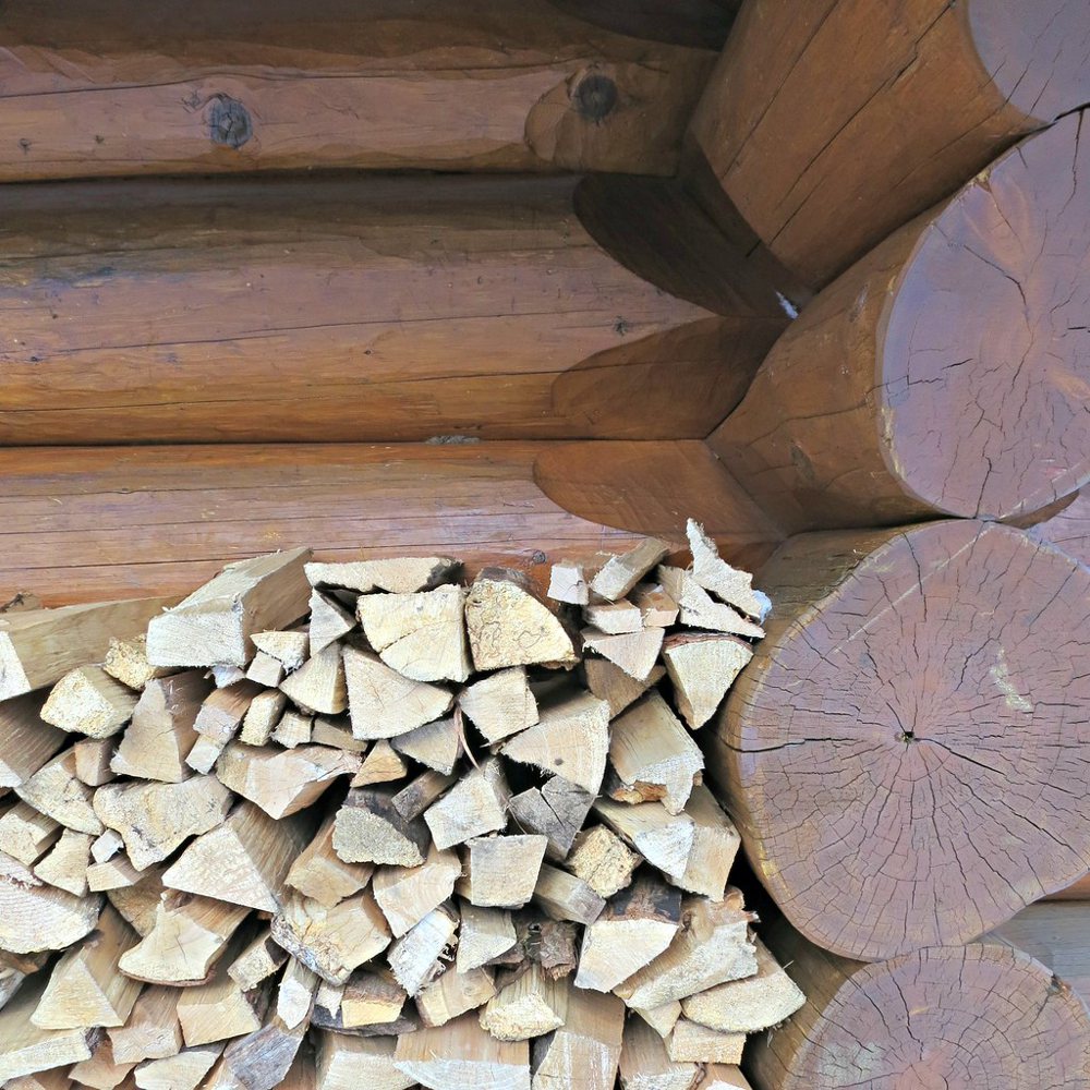 Firewood stacked outside Crystal Hut