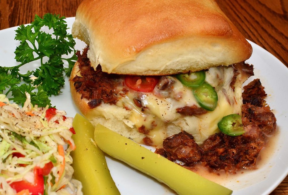 Mmm... Chopped pork BBQ with queso blanco and fresh jalapenos