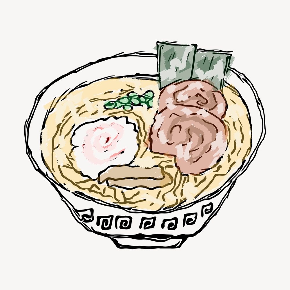Ramen noodle bowl hand drawn