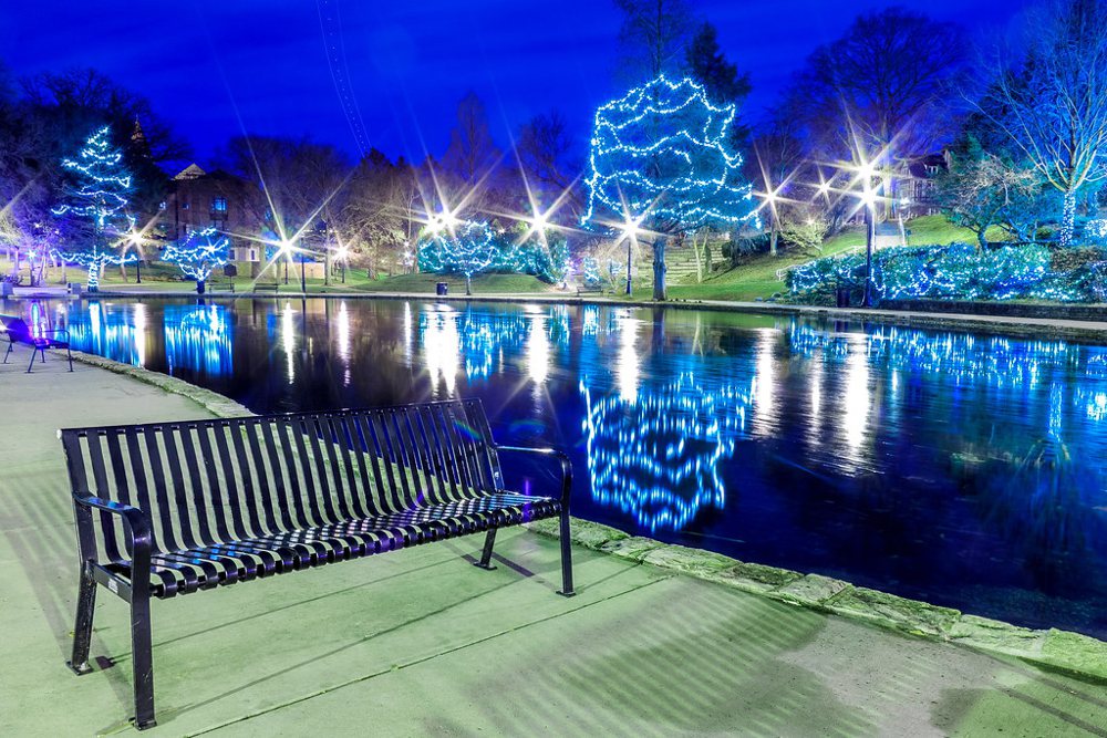 Illuminated [and half-frozen] lake