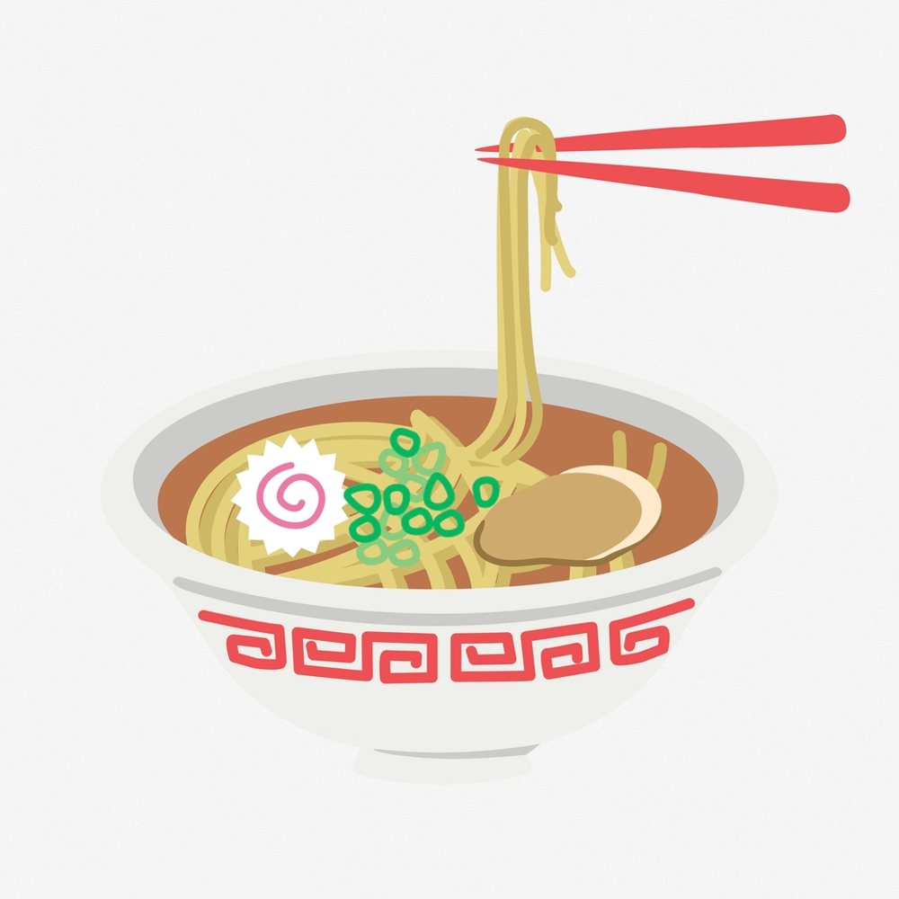 Ramen noodle bowl clipart illustration