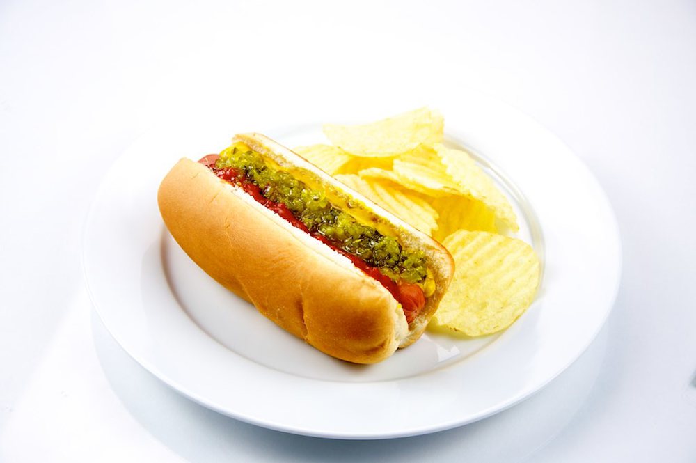 Hot Dog with Potato Chips