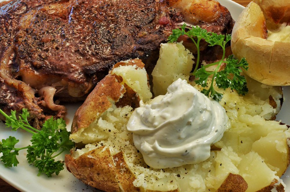 Mmm... ribeye and baked potato