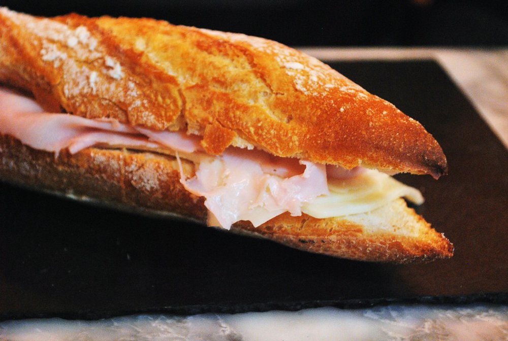 Turkey Sandwich with Swiss Cheese and Toasted Bread